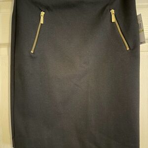 Michael Kors Black Pencil Skirt with Gold Zippers